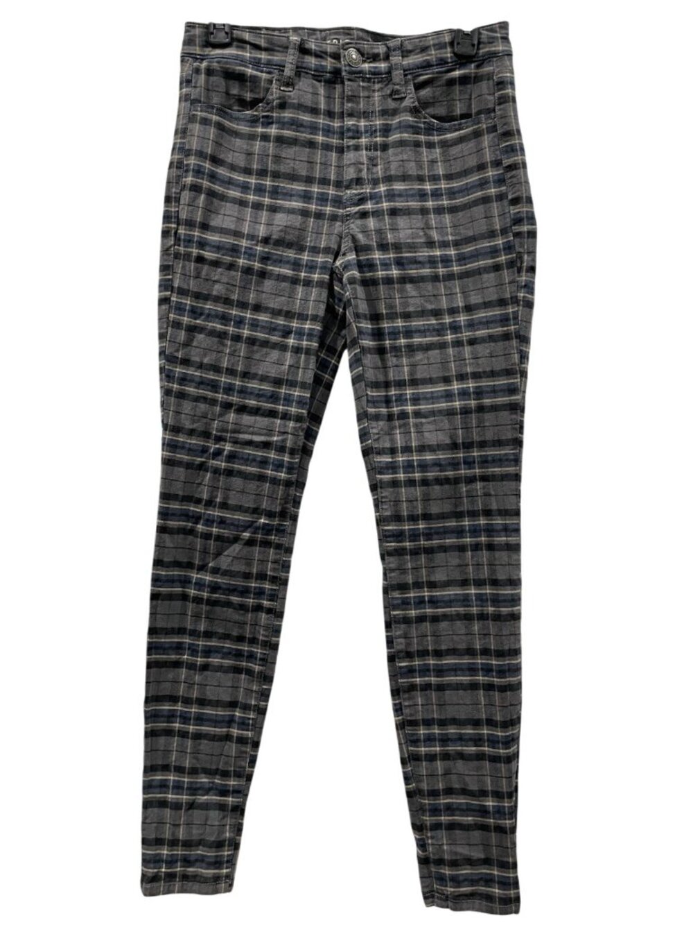 American Eagle High Rise Jegging 6 Black Plaid Skinny Tartan Stretch Punk Grunge